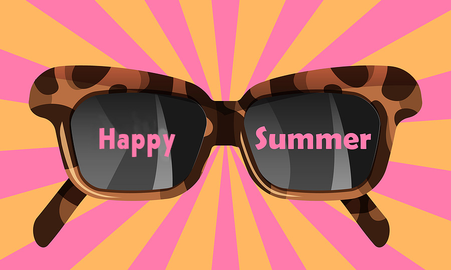 Happy summer graphic with sunglasses